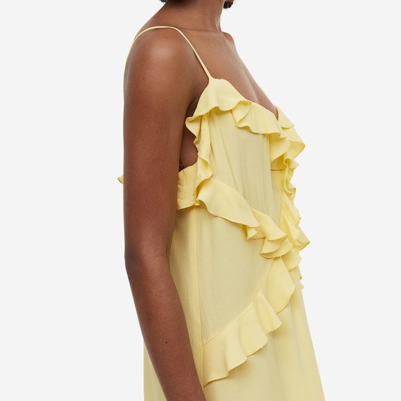 H&M Yellow Flounce Detail Ruffle Mini Dress - Picture 4 of 7